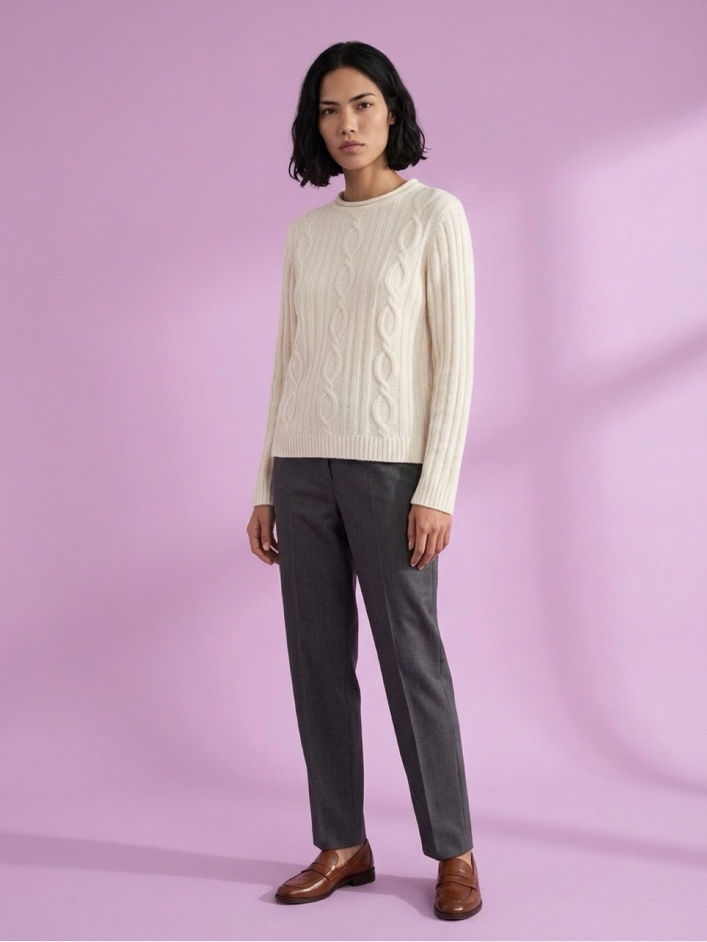 NWT Classic Elements Ivory Cable Knit Sweater S Soft Cozy Cottagecore Fall Y2K